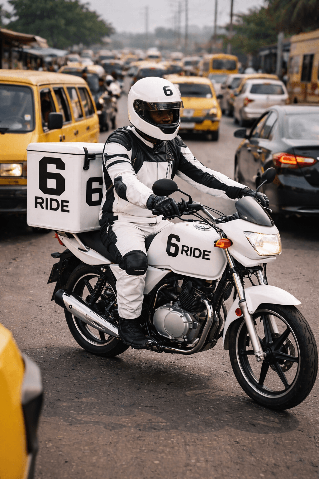 6ride food delivery in heavy traffic